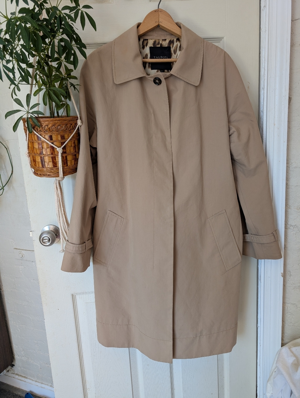 Talbots Women's Beige Belted Trench Coat 14w